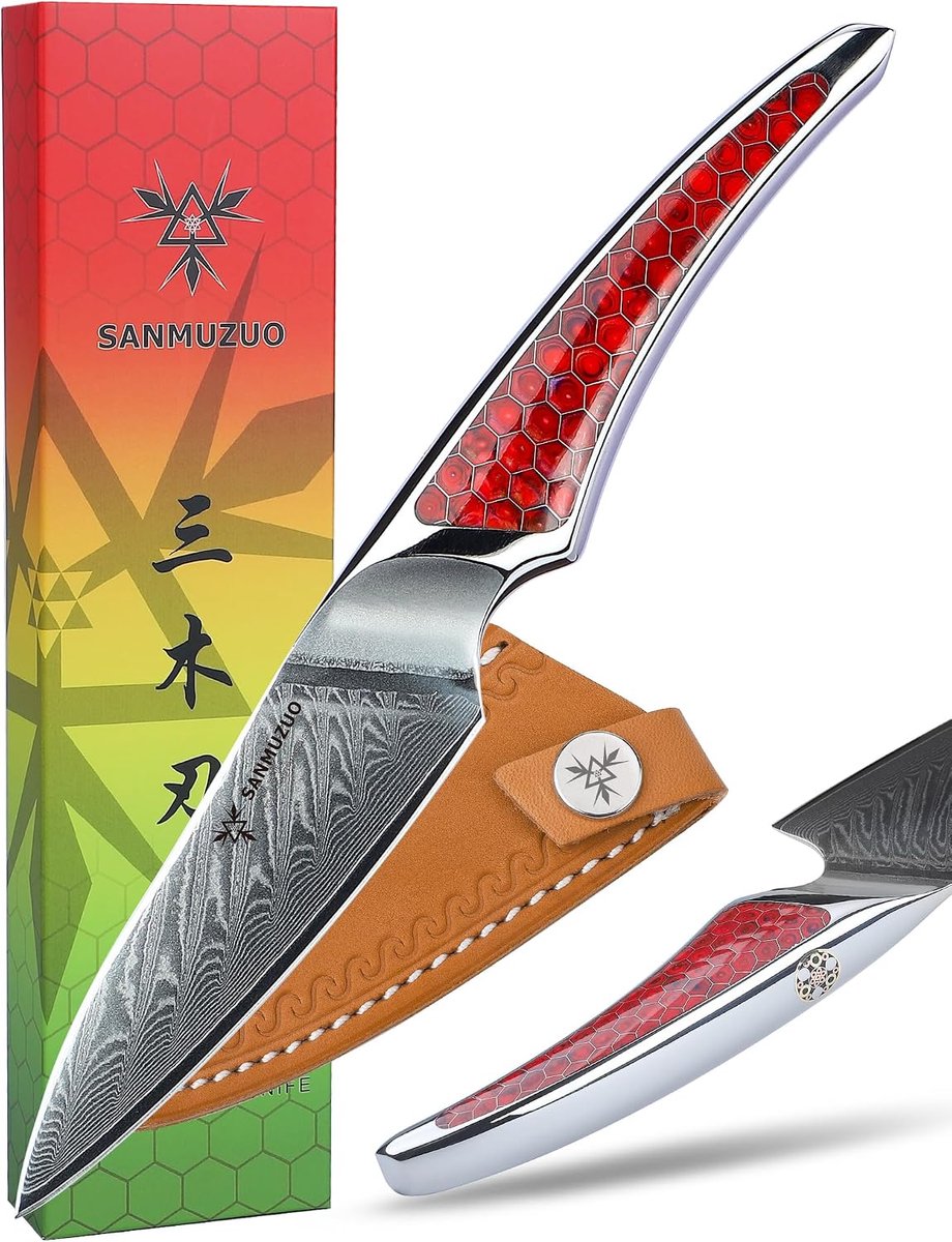 Dunschiller 9,5 cm - Japanse Damaststaal VG-10 - Ultra-scherp fruitmes - Perfect voor precisiewerk - ShopVlot