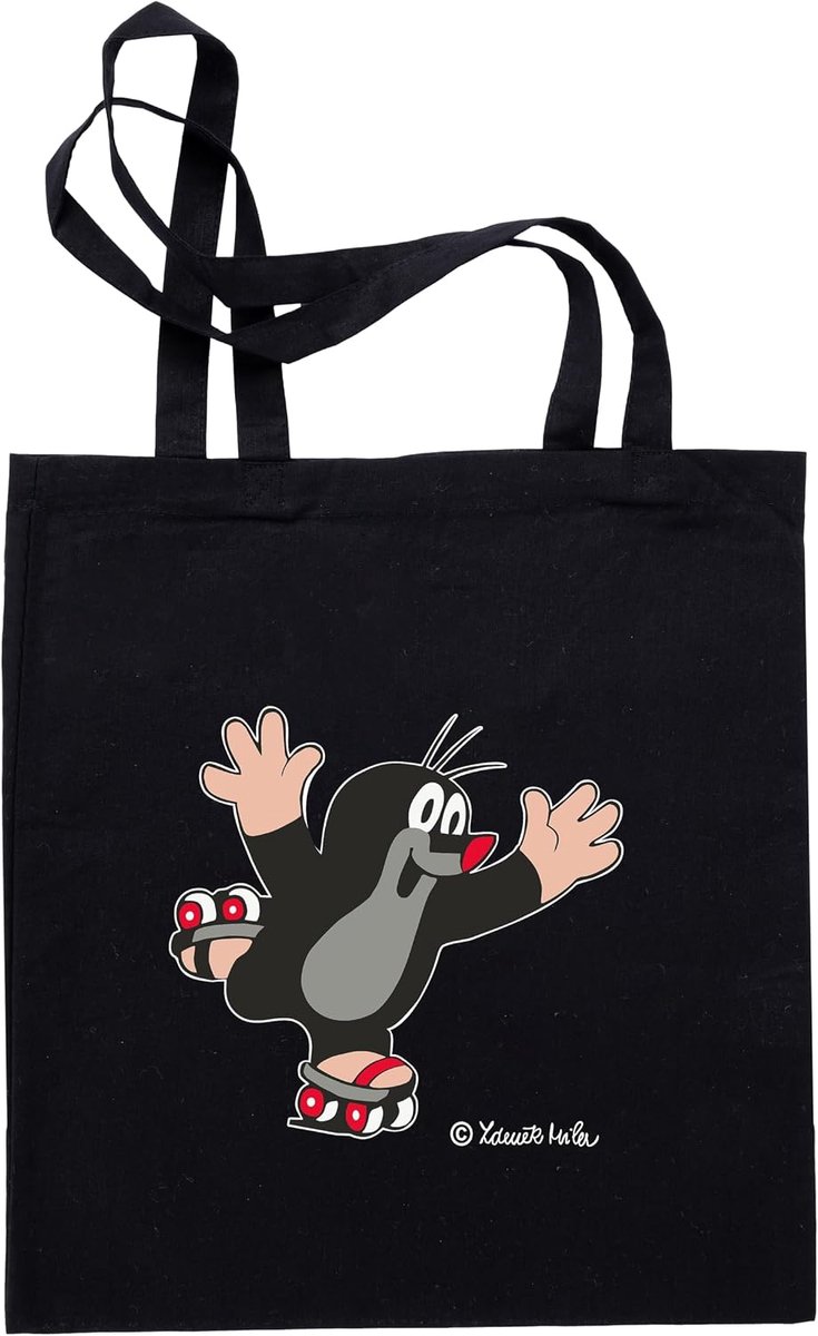 Stof boodschappentas met handvat 42 x 38 cm - Katoenen tas - De kleine mol en rolschaatsen - Ideaal voor kinderen - ShopVlot