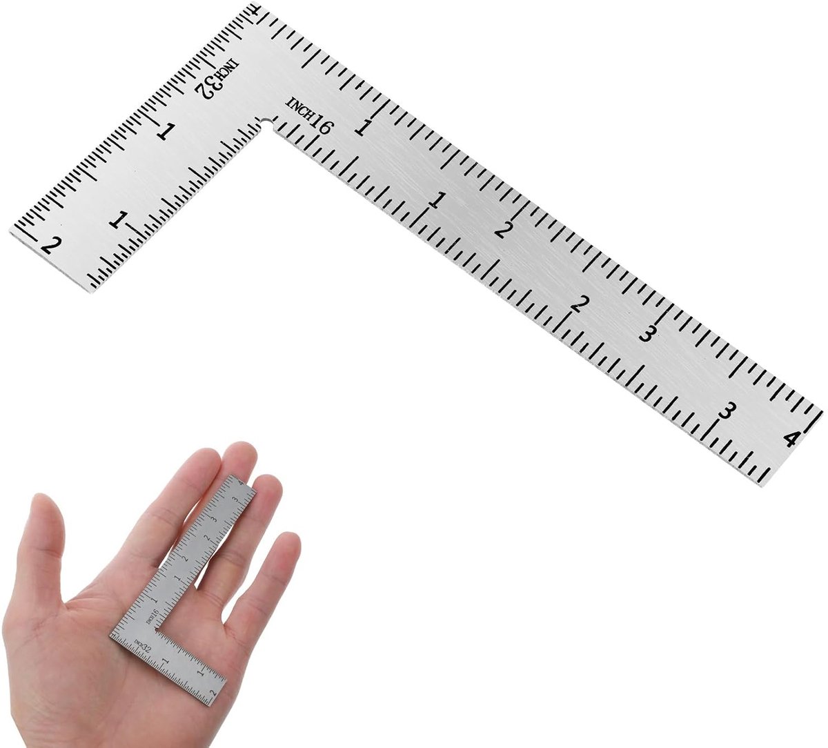 Haakse Liniaal 6x10cm - RVS - Precisie 90-graden hoek - Perfect voor timmerwerk - ShopVlot
