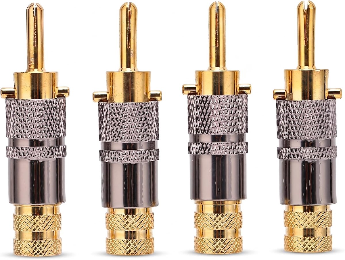 Banana plugs 8.7mm - 24K verguld - dubbele schroefvergrendeling - veilige verbinding voor speakers - ShopVlot
