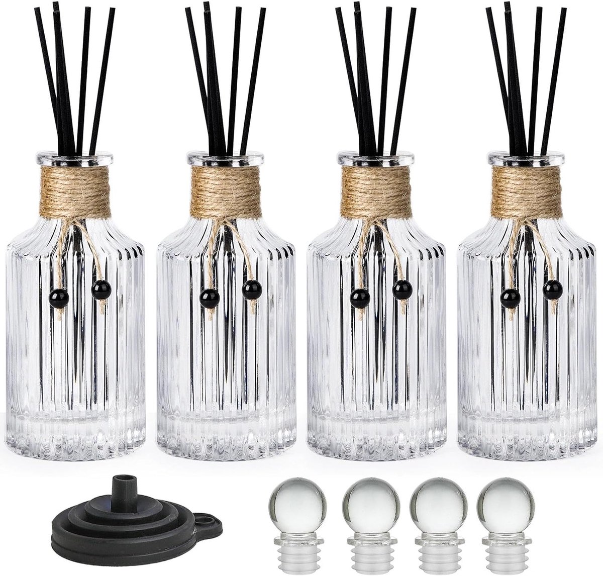 Diffuser flessen 250ml set van 4 - glazen flessen met stoppertje - decoratieve aromasticks - creëer een frisse sfeer - ShopVlot