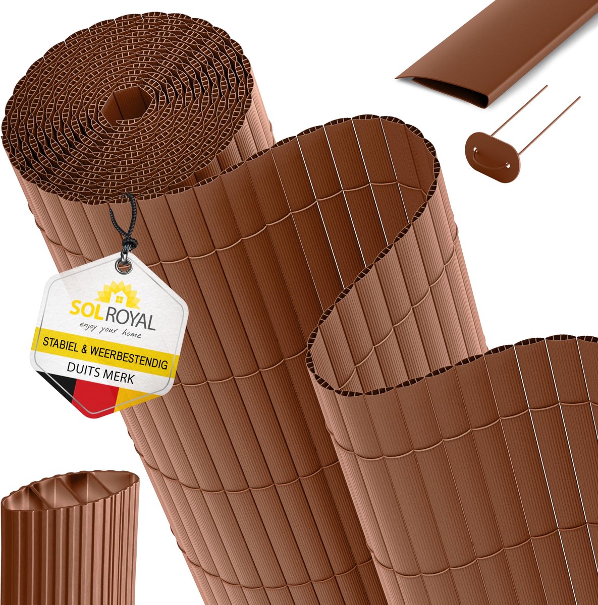 Privacy screen drievoudig versterkt - PVC - met clips en afdeklijst - ideaal voor beschutting - ShopVlot