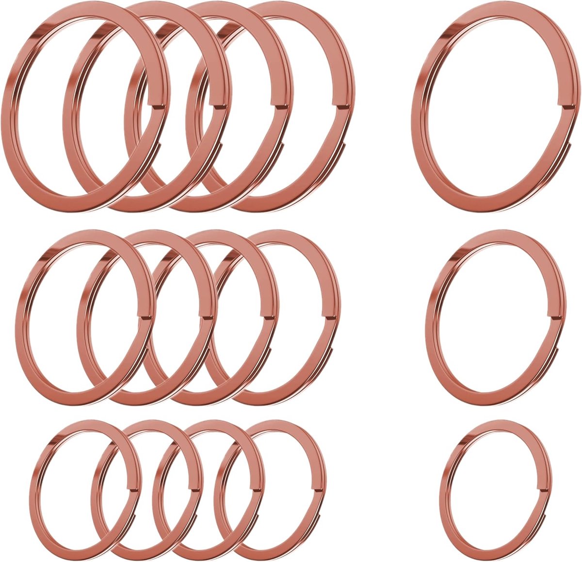 Sleutelhangers set 5 x 30mm, 5 x 25mm, 5 x 20mm - gehard staal - stevige bevestiging - ideaal voor sleutels - ShopVlot