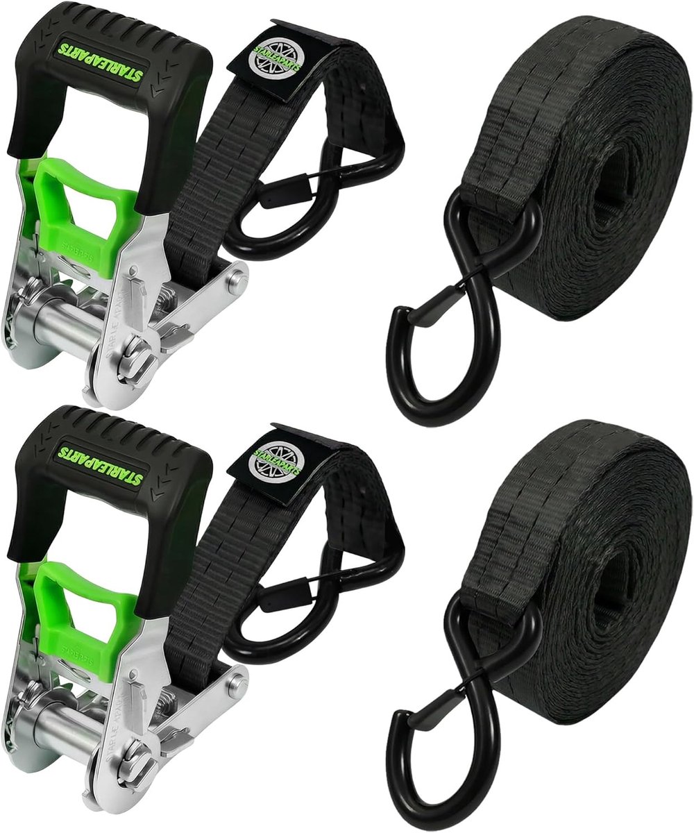 Lashing straps 35 mm x 6 m - Set van 2 - Sterke metalen ratchet - Ideaal voor motor en verhuizingen - ShopVlot