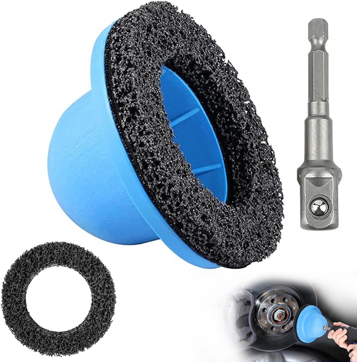 Wielnaafslijper set van 4 stuks - naafreiniger auto - 1/4 inch adapter - verwijdert roest en remstof - ShopVlot