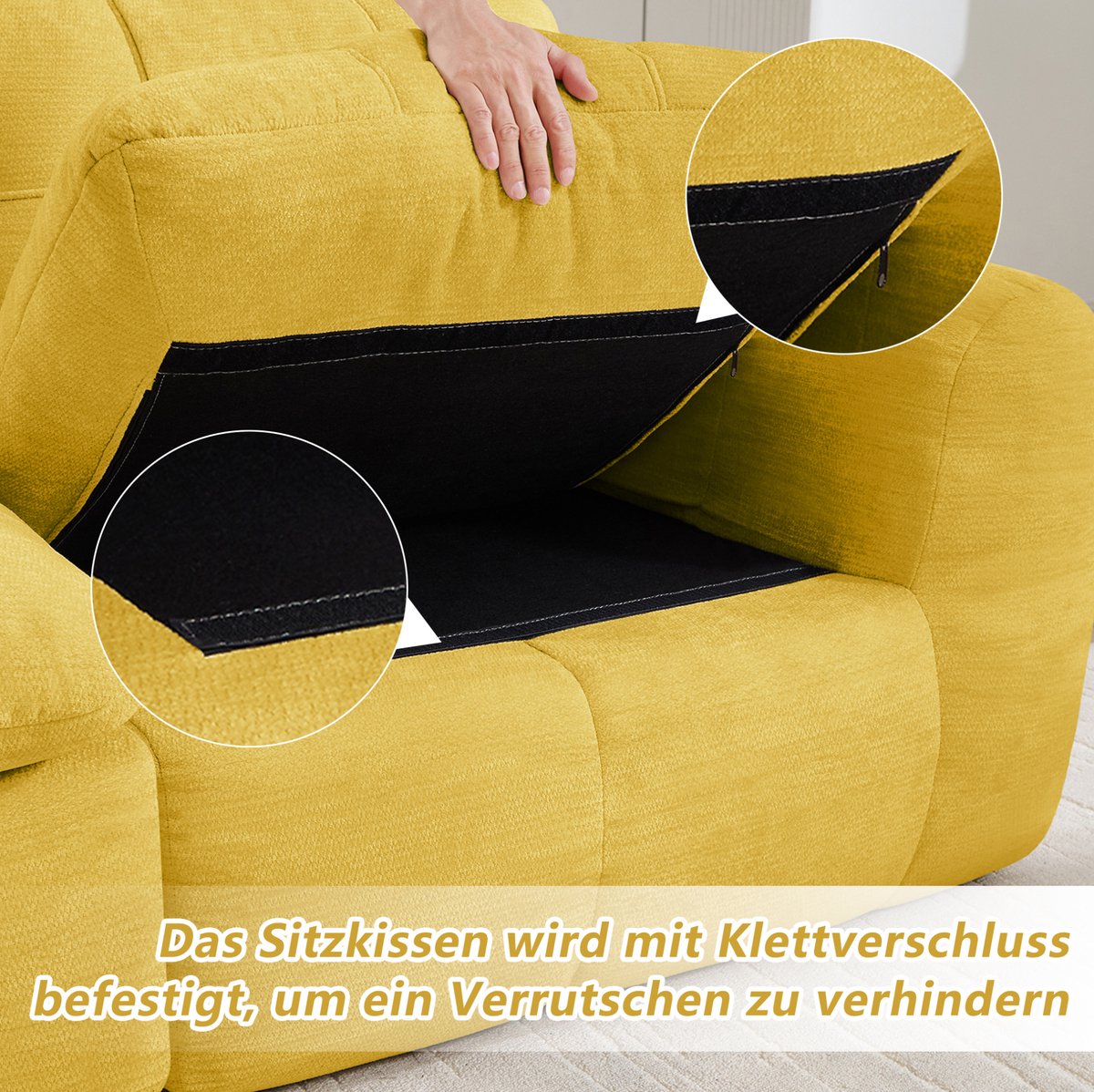 OKWISH Hoekbank 4 Zits L Vormige Modulaire Bank Met Ottoman Karostepp Design Chenille Geel Voor Woonkamer En Appartement