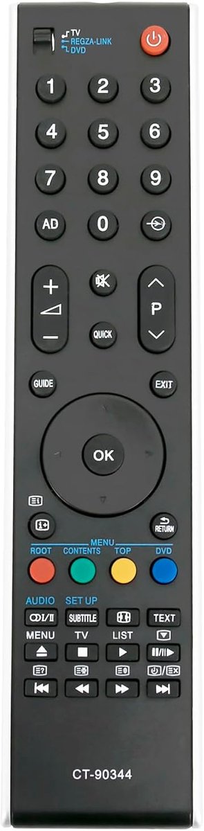 Afstandsbediening CT-90344 - Vervangbaar - Geschikt voor Toshiba TV - Eenvoudige vervanging van oude afstandsbediening - ShopVlot