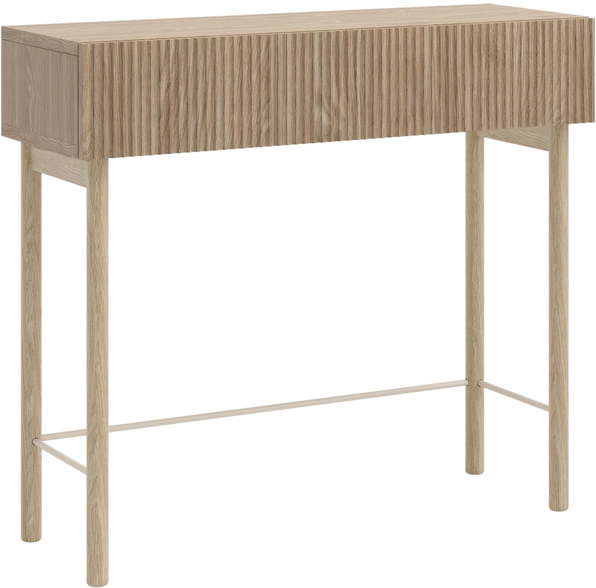 Entreeconsole 90 x 80 cm - Geolied eiken - Lamellade op poten - Stijlvolle opbergoplossing - ShopVlot