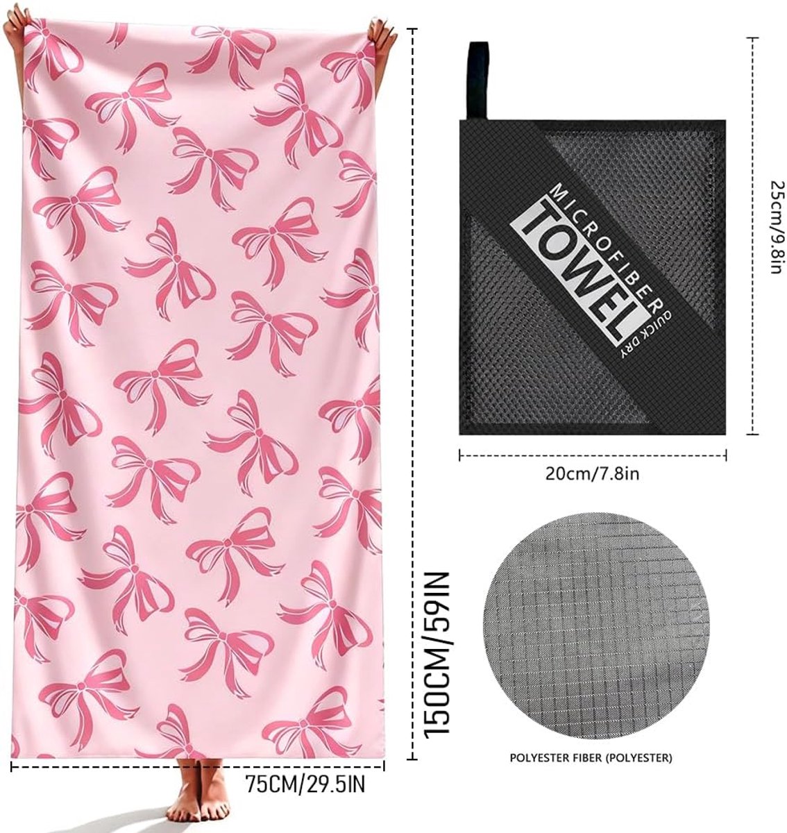 Microvezel strandlaken 150 × 75 cm - sneldrogend - zandvrij - ideaal voor zwembad - ShopVlot