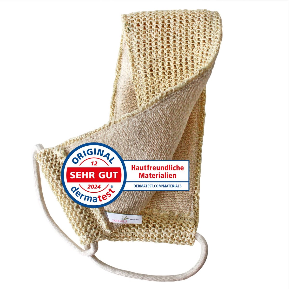 Massageband 2-zijdig - biologisch sisal en katoen - ergonomisch ontwerp - voor een ontspannende massage - ShopVlot