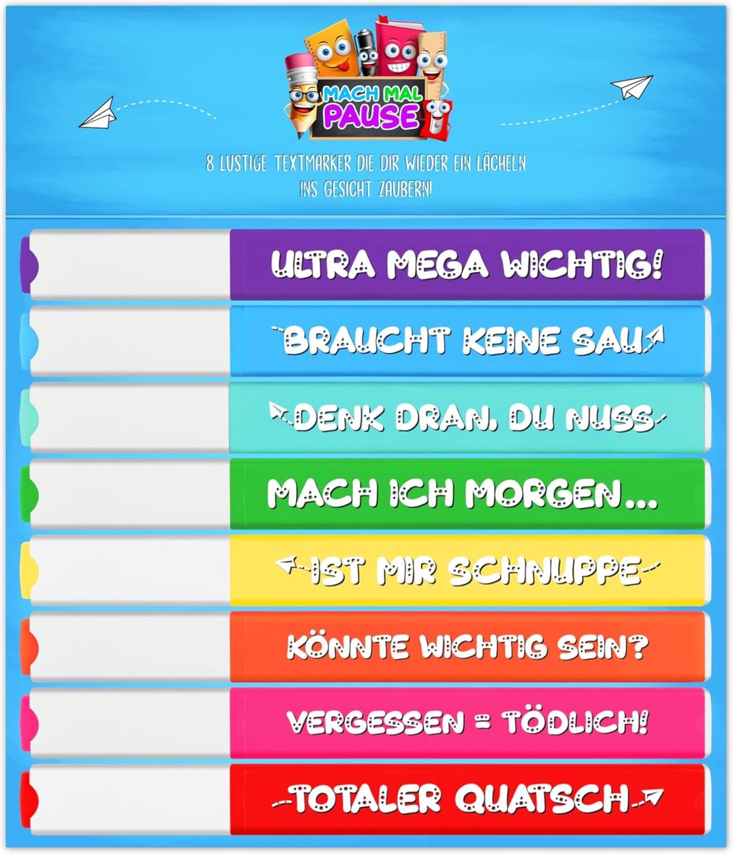Markeerstiften set 8 stuks - kleurrijke en grappige highlighters - ideaal voor studenten en leraren - ShopVlot