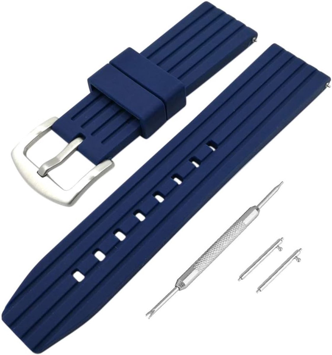 Siliconen Horlogeband 20mm 22mm 24mm - Zwart Blauw - Snelle Sluiting - Ideaal voor Sport - ShopVlot
