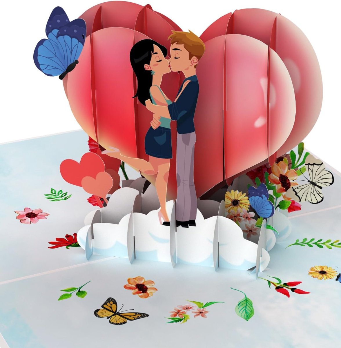 Pop Up Valentijnskaart 3D Liefde - Koppel en Hart Motief - Verrassingskaart voor Hem en Hem - ShopVlot