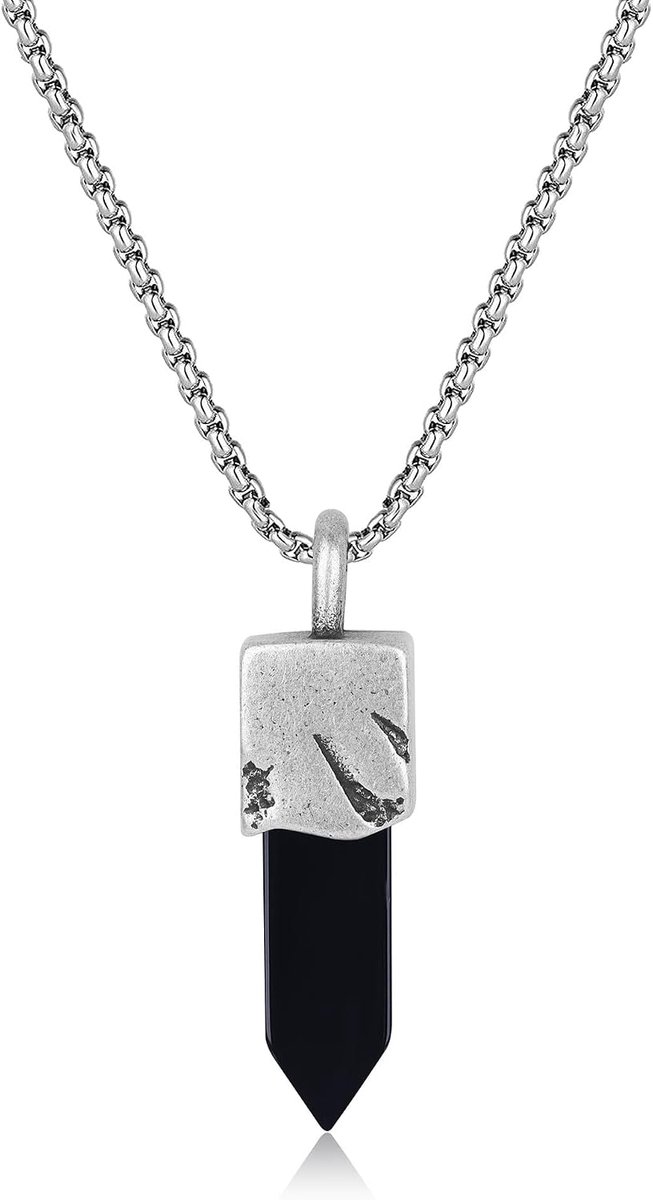 Roestvrij stalen ketting punt kristal ketting voor mannen, tijgeroog/sodaliet/onyx ketting 20"/22"/24"