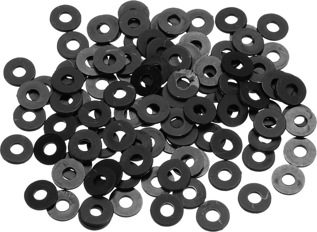 155 stuks nylon sluitringen, 5 mm ID 10 mm OD 1 mm dik platte schijf, kunststof afstandhouders voor schroeven, bouten, tuinkraan, sanitaire reparatie, zwart