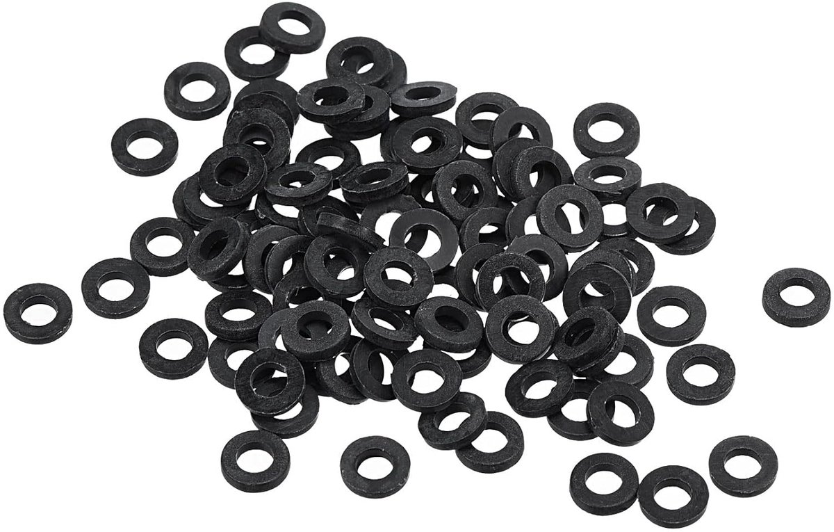 Platte sluitring 100 stuks 2,5 mm ID 5 mm AD afdichting afstandhouder afdichtring voor waterleiding waterslang bevestiging bouten zwart