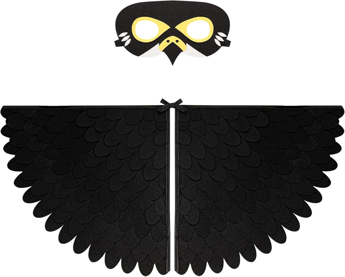 2 stuks kinder vogel vleugels kostuum voor leeftijd 3~8 jaar,vogel uil en pauw masker uil aankleden,jongens meisjes vilten oog masker en vleugels set,halloween,stijl 22