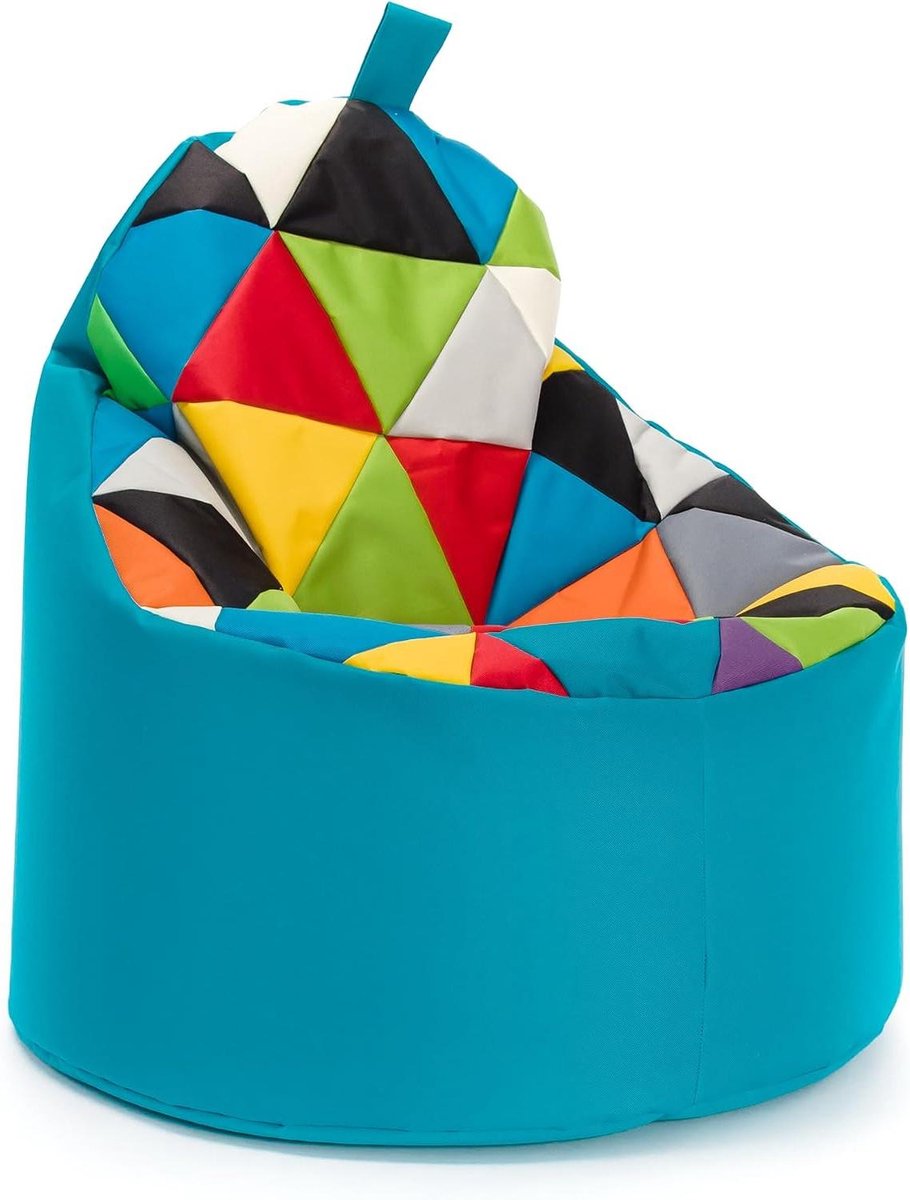 Zitzak Fauteuil - Zachte Zetel - Ontspannen Zitten - Patchwork Design - XL Maat - Lichtblauw