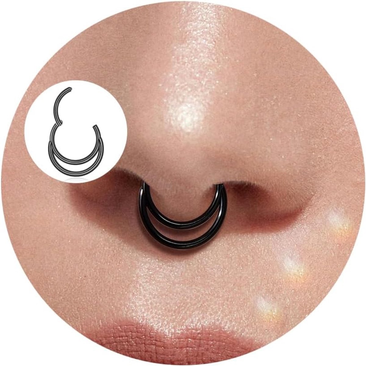 Neuspiercing ring 16 g septum piercing chirurgisch staal daith conch piercing goud zilver zwart roségoud neusring dubbele segmentring clicker spetum ring helix tragus piercing oor 8/10 mm