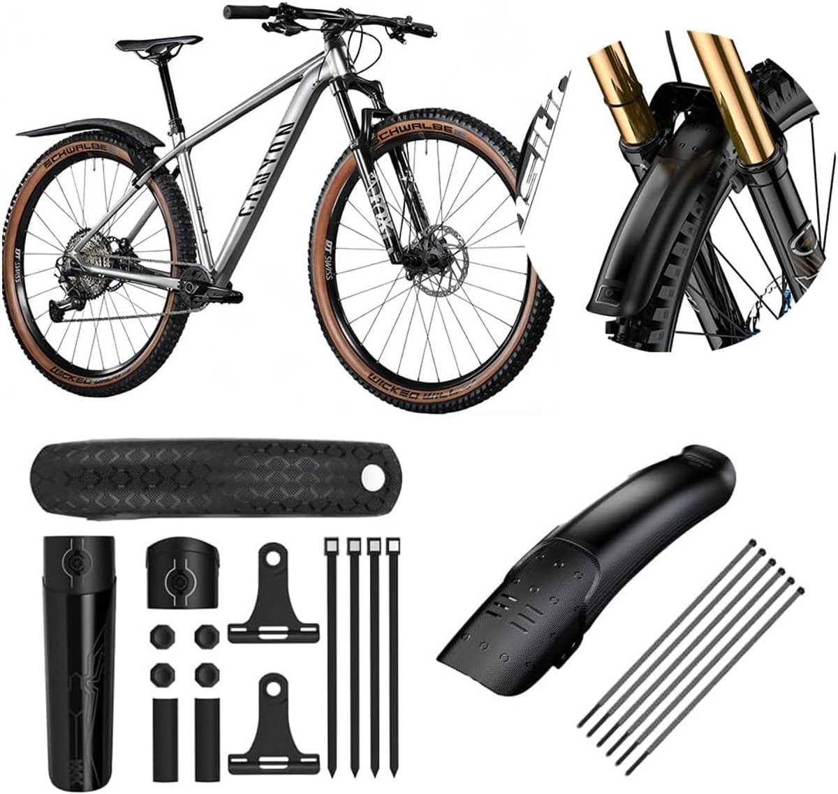 Spatborden voor mountainbike, MTB, spatbord, spatbescherming, fiets, mountainbike, spatbord voor 24-29 inch