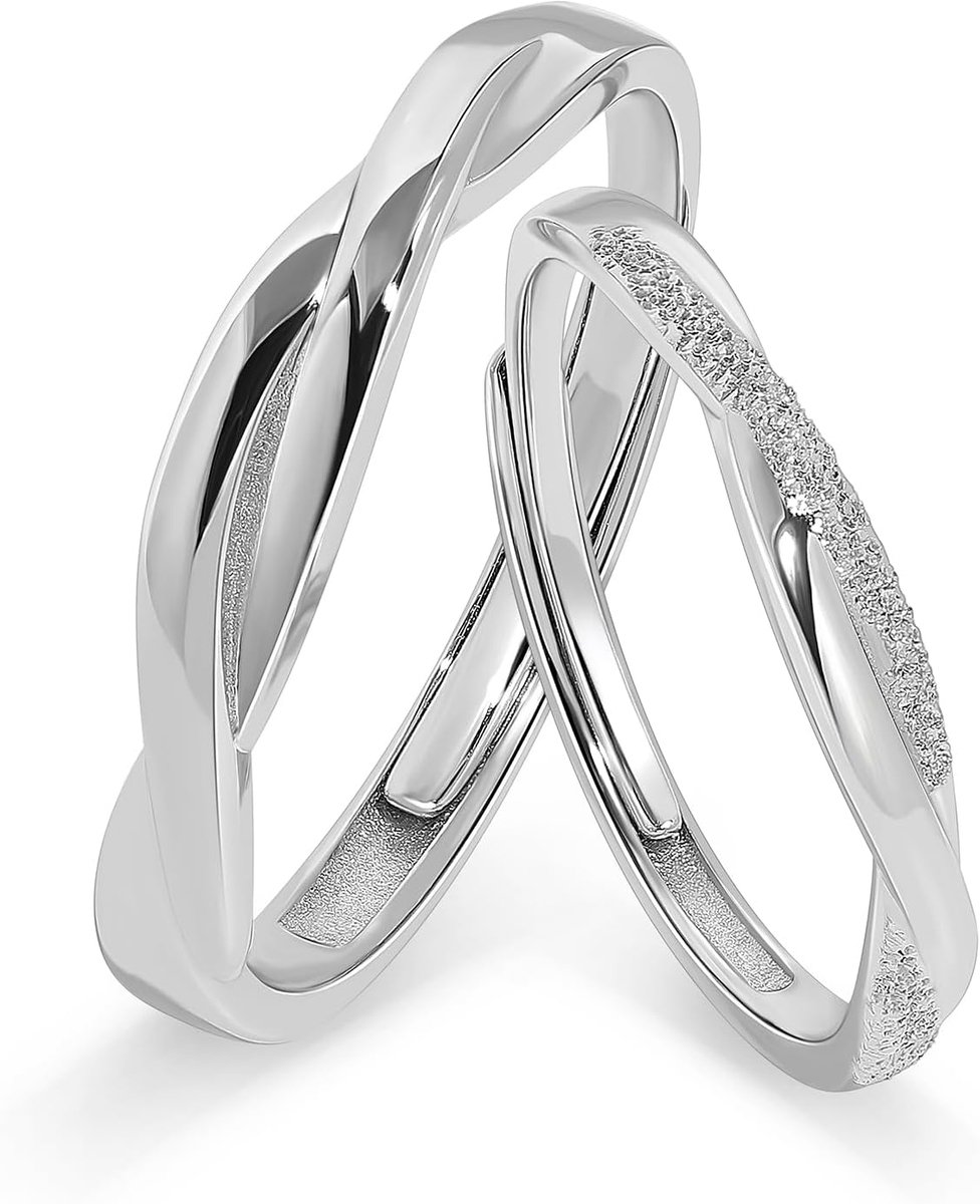Ringen – Infinity Verlovingsringen voor Mannen en Vrouwen – Open Achterkant Trouwringen – Handgemaakte Bruidssieraden