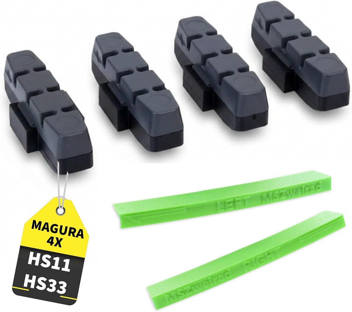 Remblokken hydraulische velgremmen - 4 stuks zwart - rubbermix - optimale remkracht bij nat en droog - SnelShoppen