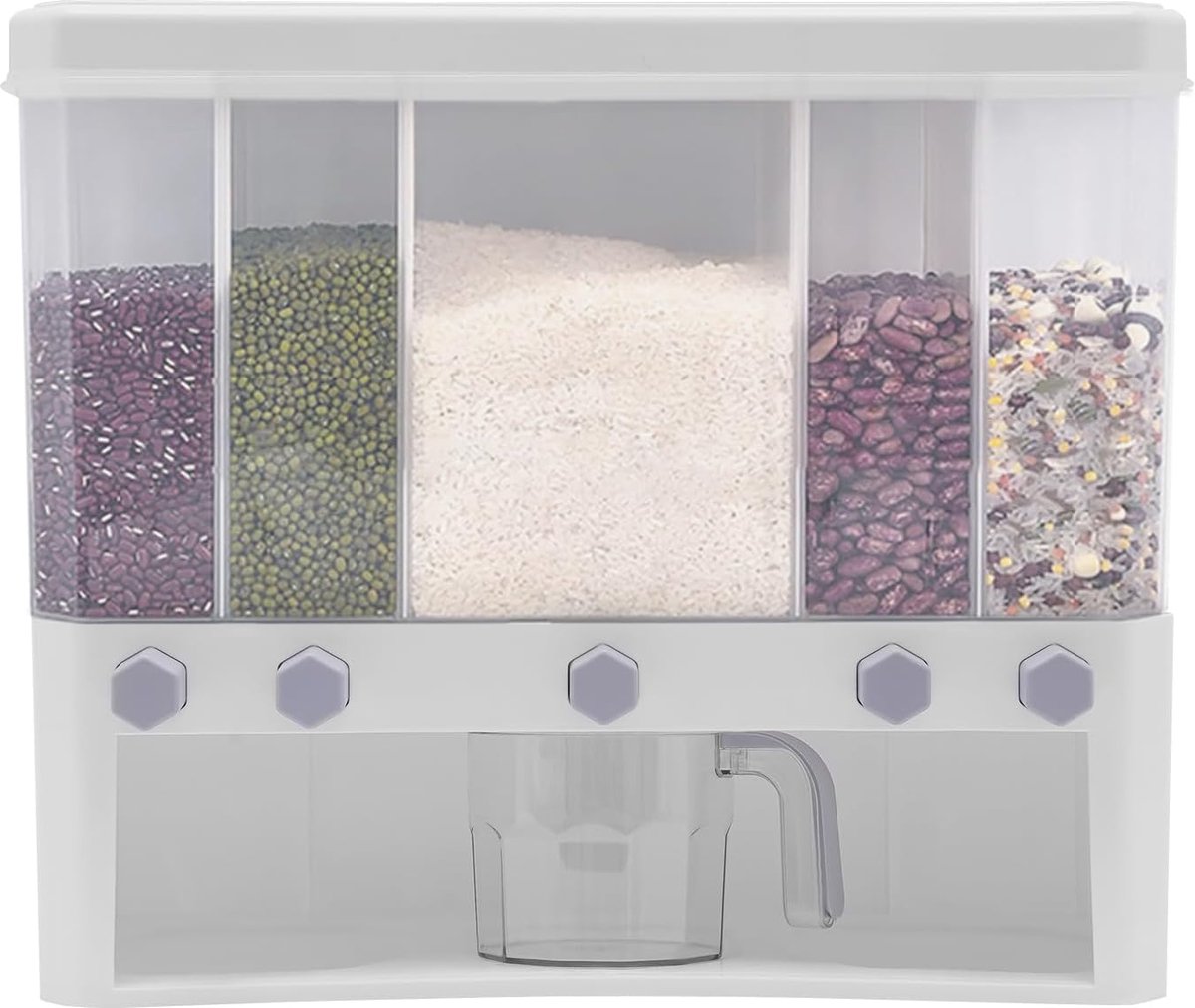 Keuken dispenser 10 l - keramisch - 5 vakken - ruimtebesparende graanopslag - SnelShoppen
