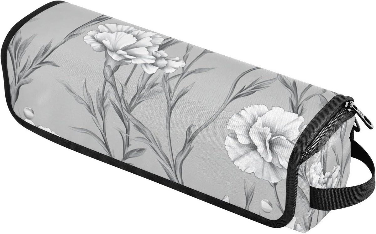 Draagbare Reis Tas - Opbergtas Haargereedschap - Haar Styling Beschermen - Hittebestendige Mat - 1 Size - Dianthus Zilver