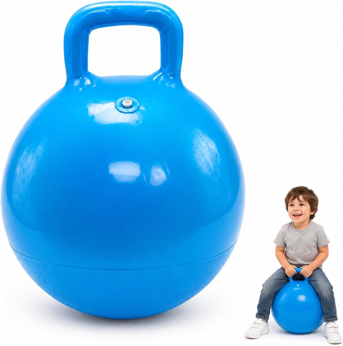 Hopper Ball 35cm met handvat - Opblaasbaar vinyl - Voor balans en coördinatie - Actief spelen voor kinderen 3-5 jaar - SnelShoppen