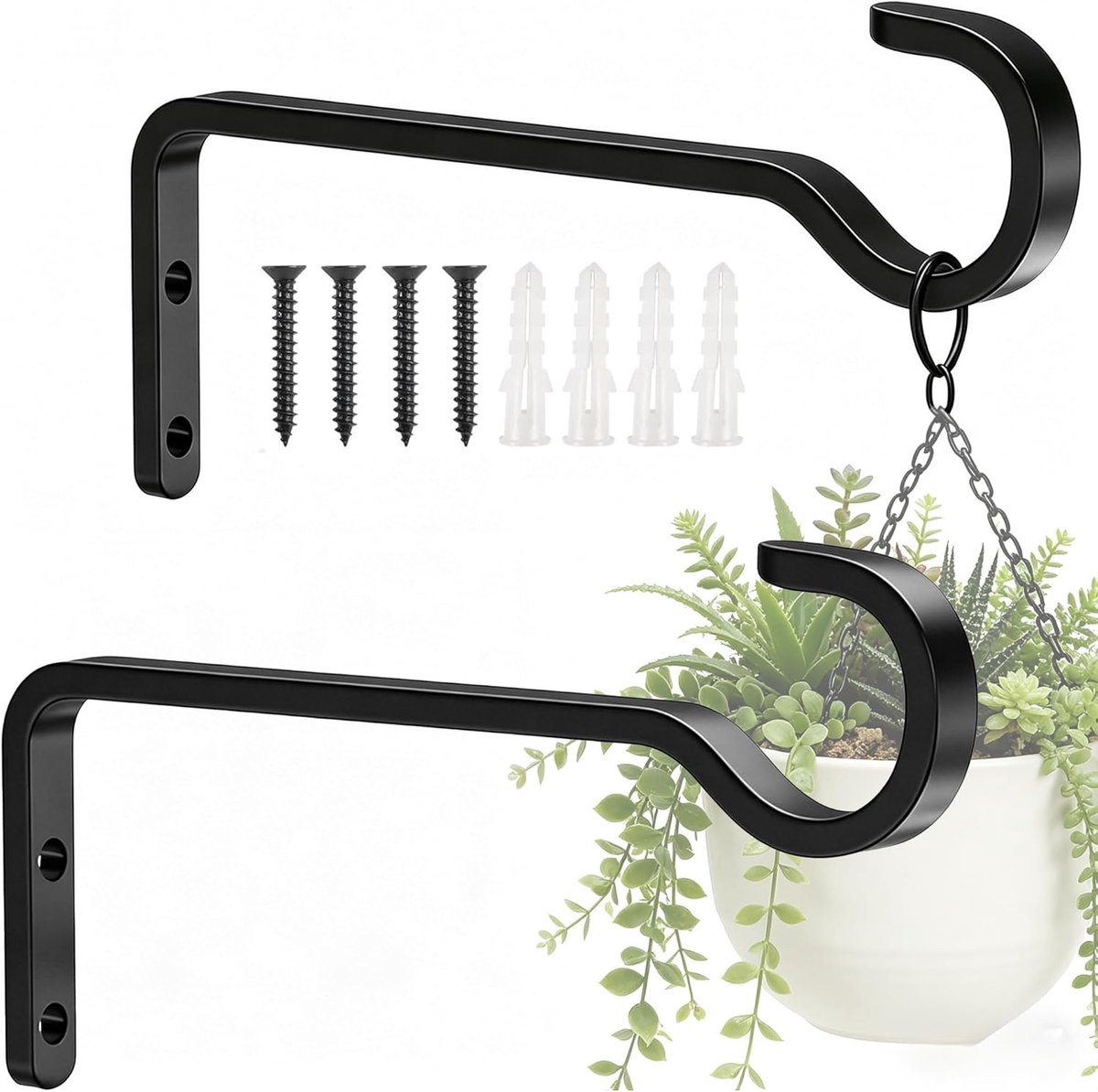 Wandhaken voor planten - Duurzaam ijzer - Weerbestendig en roestvrij - Perfect voor bloembakken en vogelvoeders - SnelShoppen