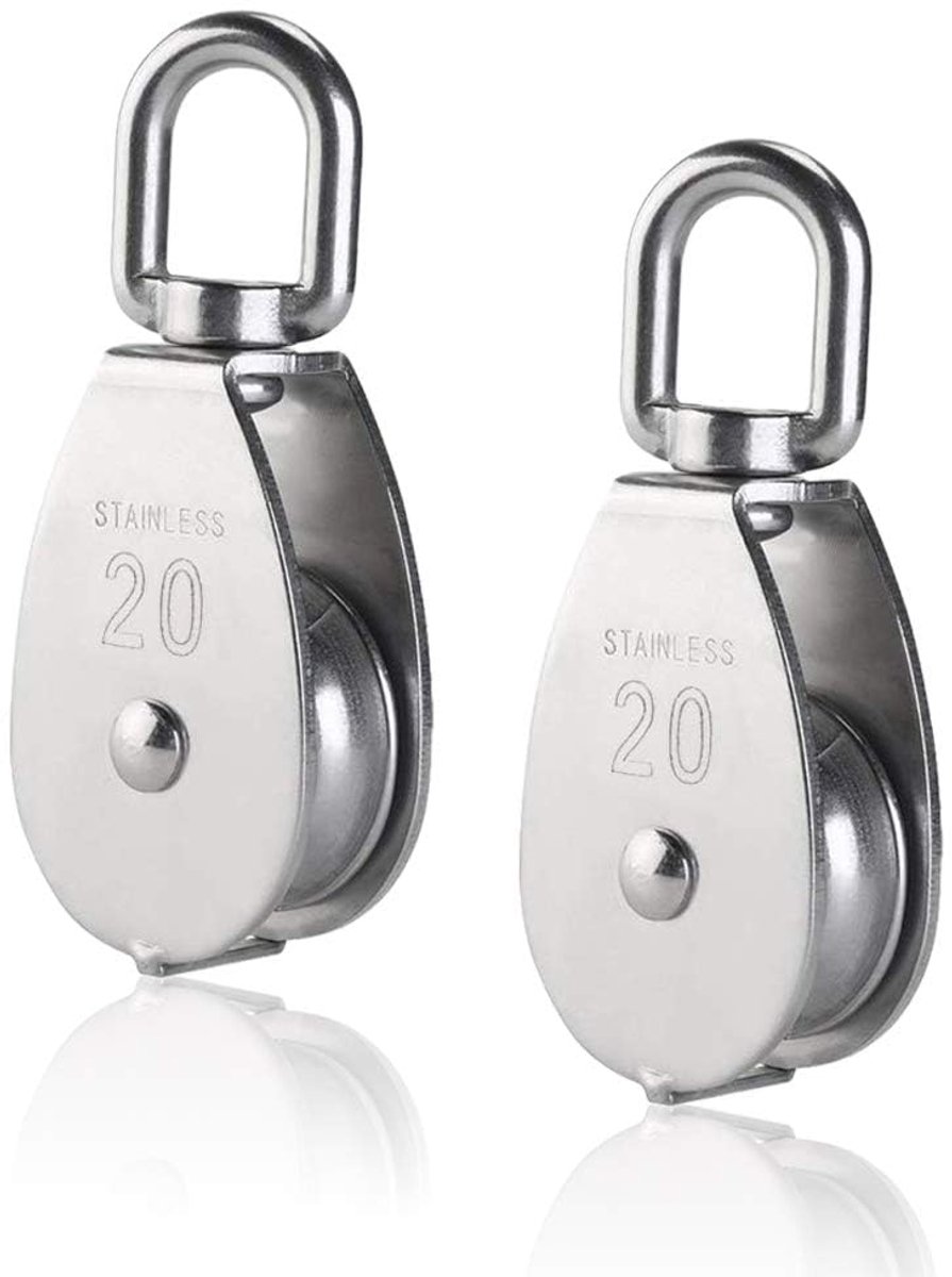 Umlenkrolle 20 mm - RVS kabelpulley - 75 kg draagvermogen - Ideaal voor het ophangen van zware objecten - SnelShoppen