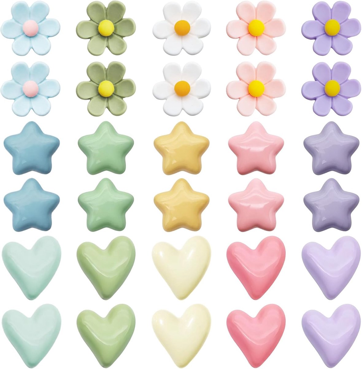 Fridge magnets 30 stuks - kleurrijke sterren en bloemen - schattige 3D mini magneten - voor koelkast en whiteboard - SnelShoppen