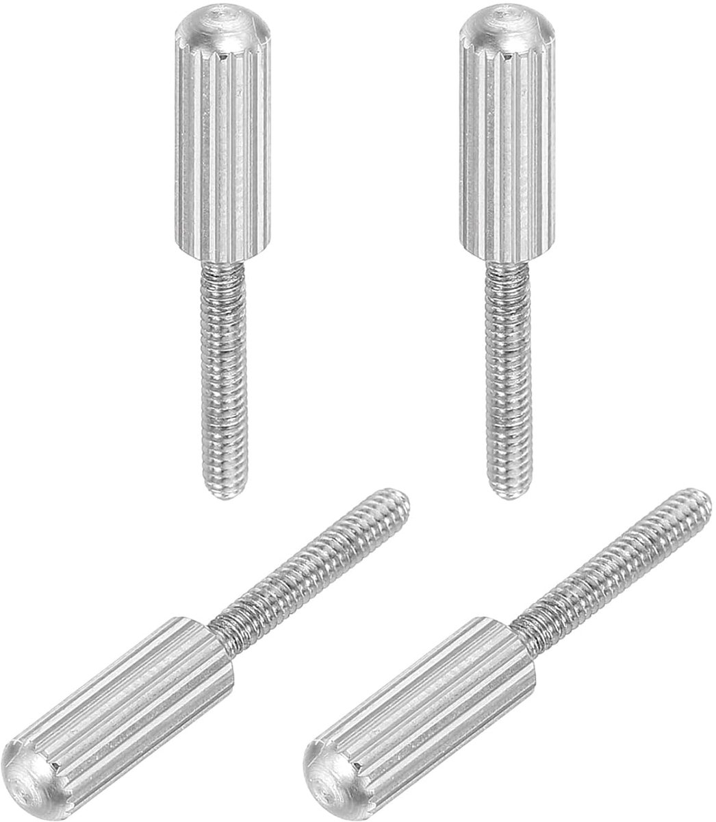 4 stuks roestvrijstalen kartelschroeven, M2 x 12 mm, volledige schroefdraad, koepelkop, kartelkop, handschroeven, set voor industrie, huishouden, mechanische onderdelen, elektronische