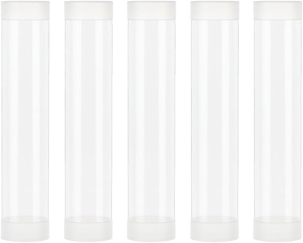 Plastic Opbergbuizen 40x205mm Test Fles Organisatoren Dozen met Deksel Plastic Transparante Holle Buis Kunststoffen Clear Holle Buis voor Kralen Badzout Bruiloft Opslag