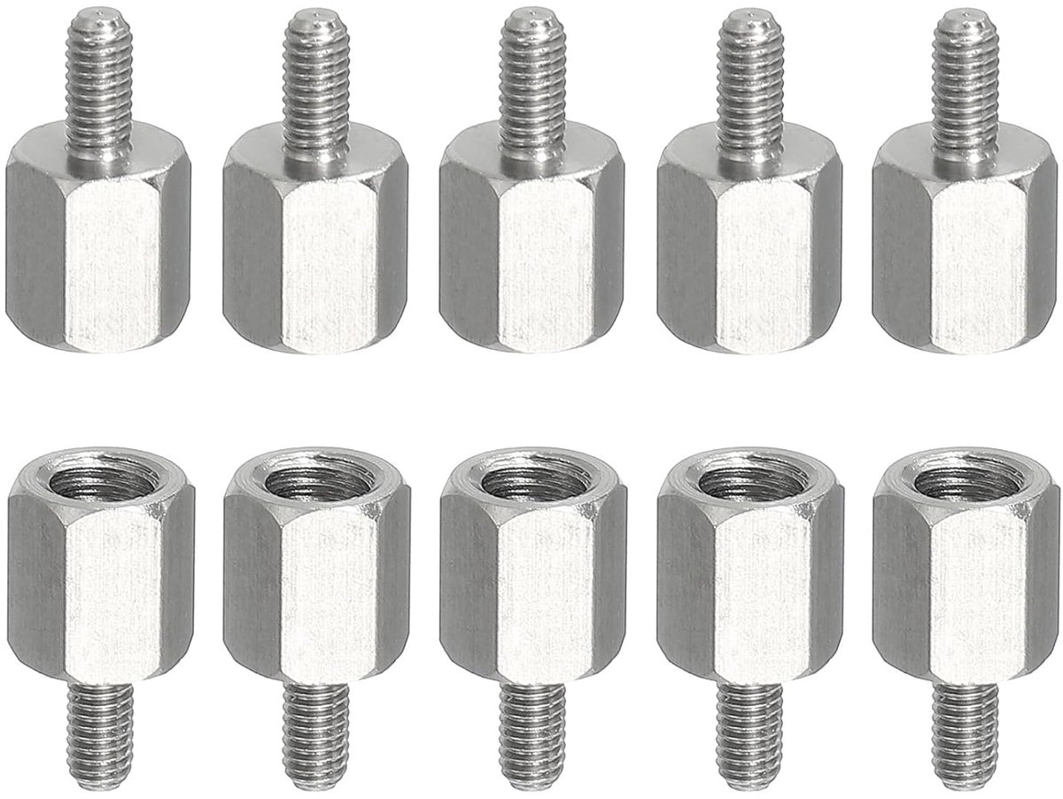 Afstandhouders, 10 stuks M3 x 6 mm buitendraad op M5 x 8 mm binnendraad, reducerende Hex afstandshulzen, schakelafstandhouders, schroefmoer, schroefdraadadapter