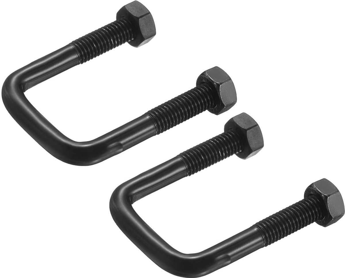 2 sets U-Bolts vierkant M8, binnenbreedte 30 mm (1,18 inch) lengte 60 mm (2,36 inch) U-klem van roestvrij staal 304 gegalvaniseerd met moeren voor auto, zwart