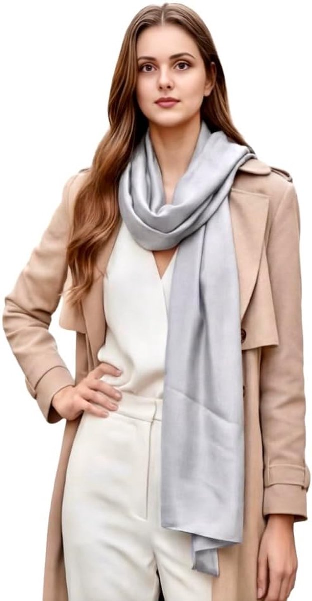 zijden sjaal 100% zijde halsdoek sjaal effen kleur wit zwart 180 x 90 cm effen kleur voor pak formele gelegenheden stola zakelijke stijl cadeau voor jou
