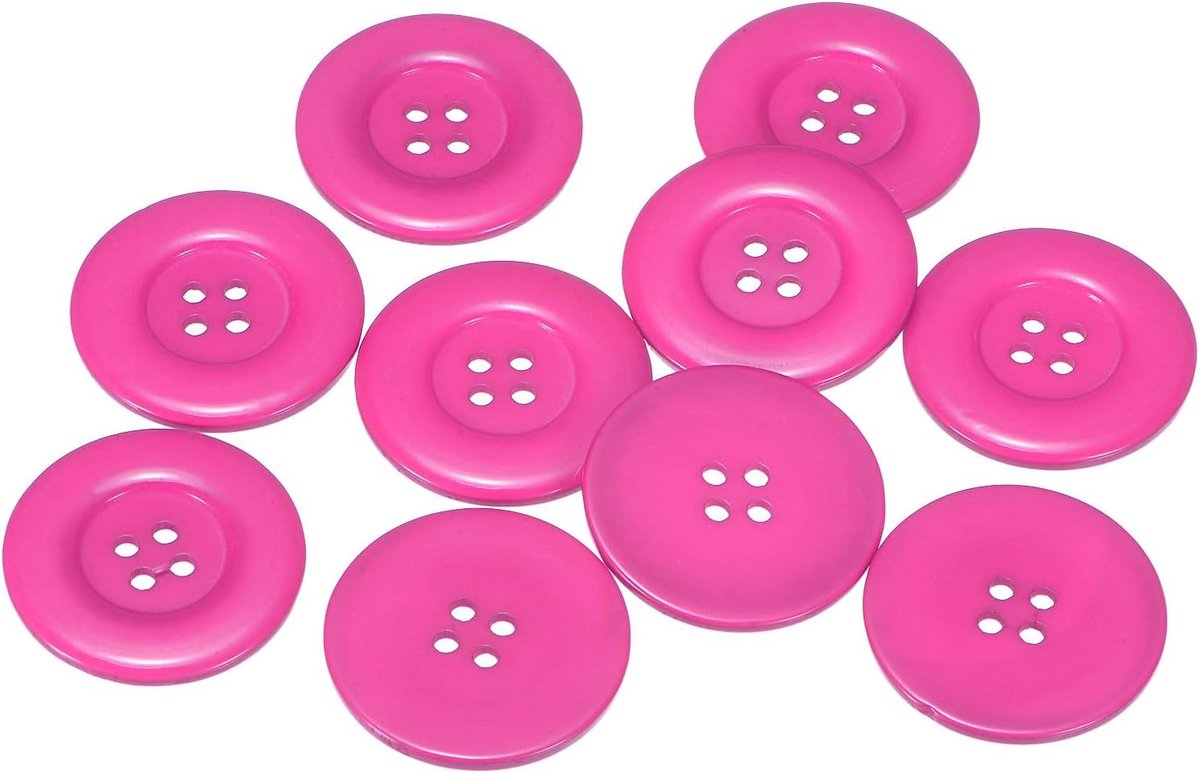 Knopen 1-1/2" (38mm) hars ronde platte 4-gaats ambachtelijke knopen voor het naaien van kleding en doe-het-zelf, rozerood