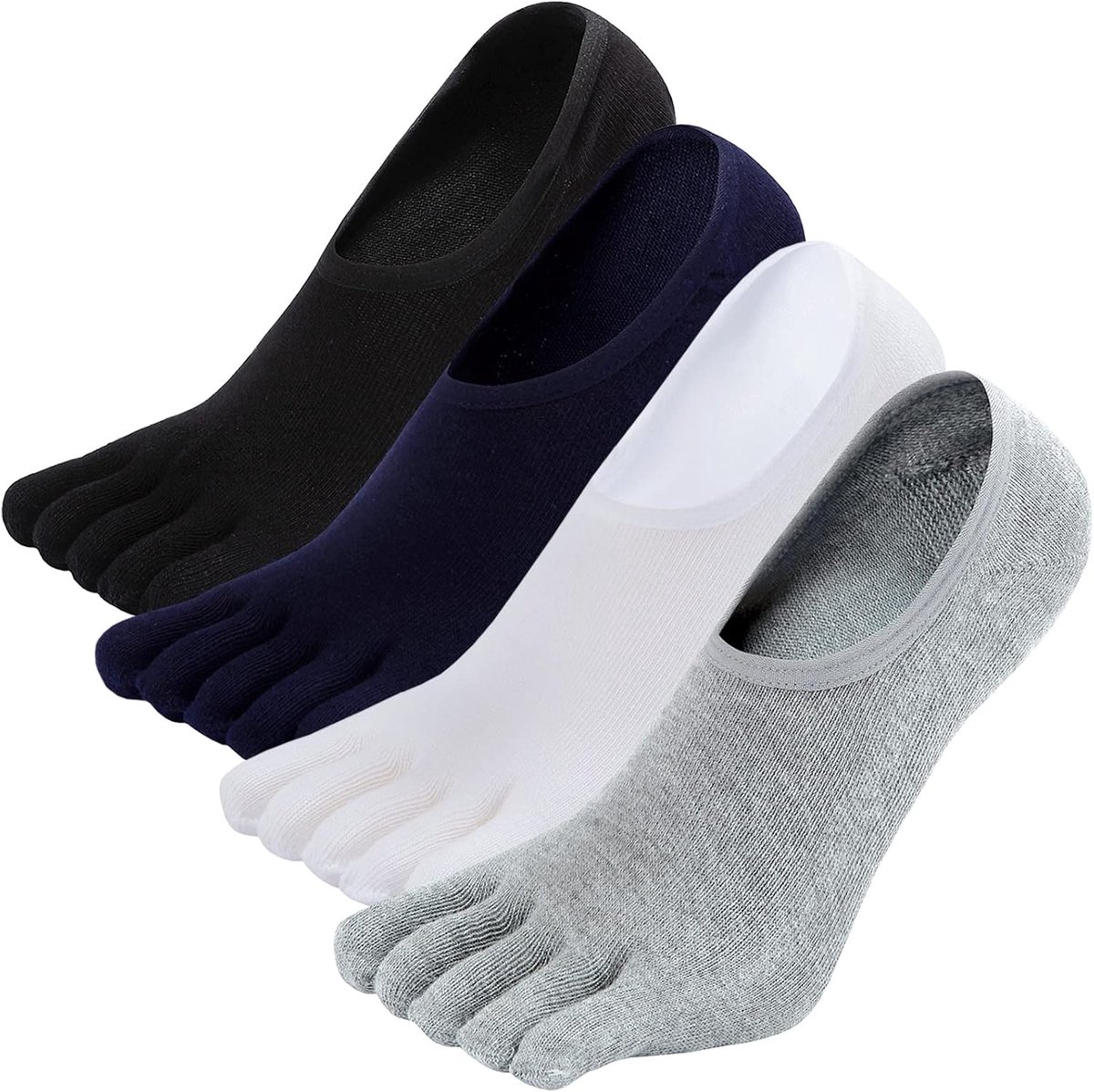 Sokken Mannen Sneaker Teen Sokken: Grappige Katoenen Onzichtbare Mannen Vijf Vinger Sokken met Non-Slip Silicone Kleurrijke Ademende Korte Sokken No Show Sokken EU 39-44/45-48, 3/4 Paar