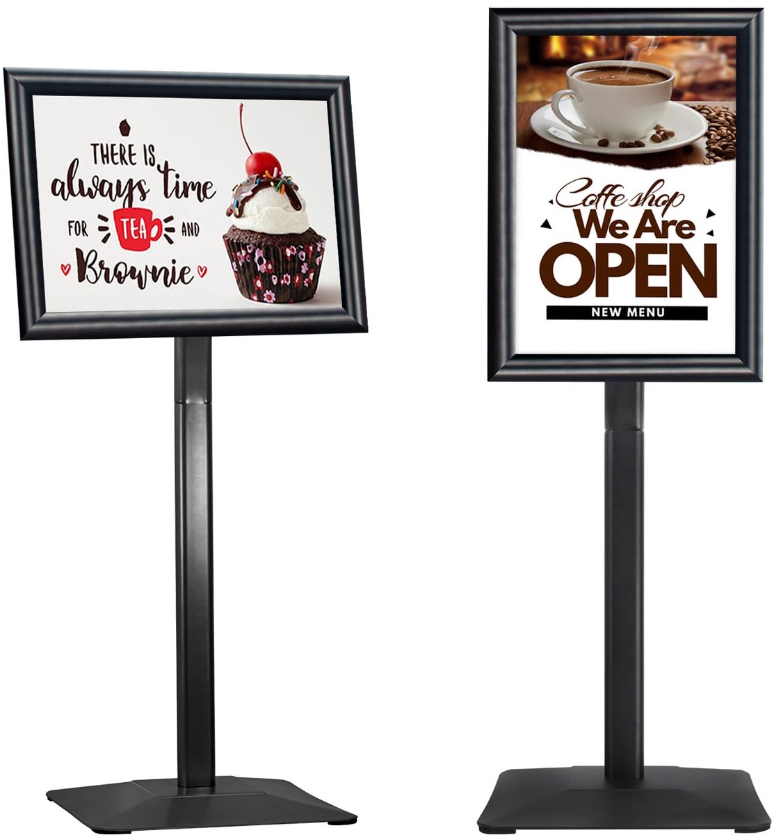 A3 posterstandaard heavy-duty - vloerstaande displayhouder - zwart - ideaal voor evenementen - SnelShoppen