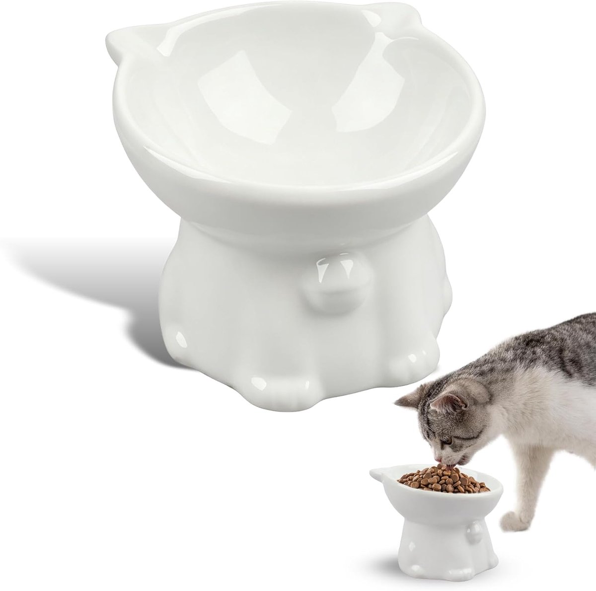 kattenbak verhoogd 15° gekanteld tegen bescherm je wervelkolom | Voerbak voor katten voor braken, snor en vermoeidheid, voer en water voor katten en puppy's