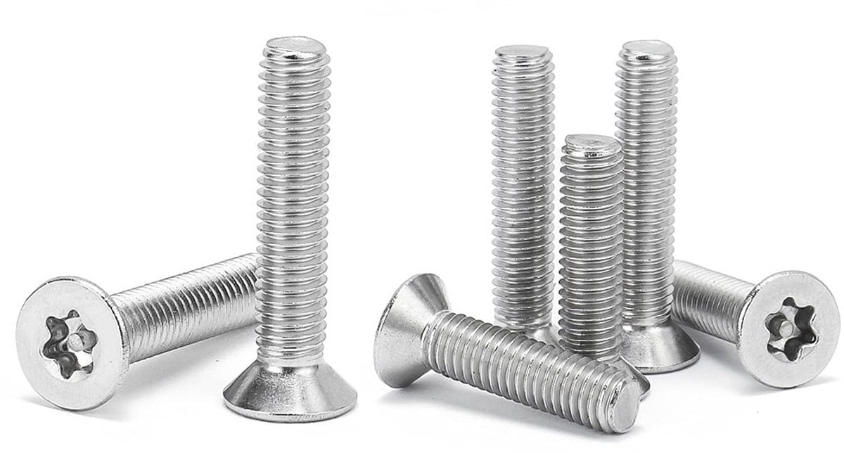 Bouten met verzonken kop met kolom, schroef verzonken kop binnenzeskant met naald anti-diefstal schroef, M4×25mm,20 pcs