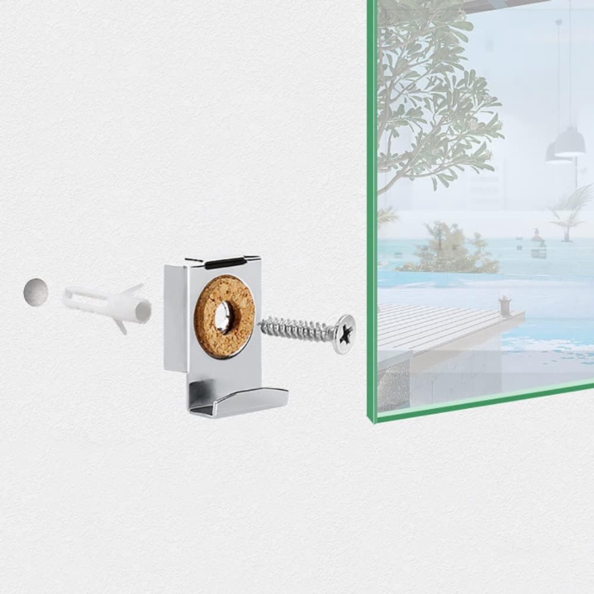 Set van 2 (8 stuks) spiegelhouder, veerbelaste spiegel, hangende clips set met zware pluggen en schroeven voor badkamer- en kamerspiegels