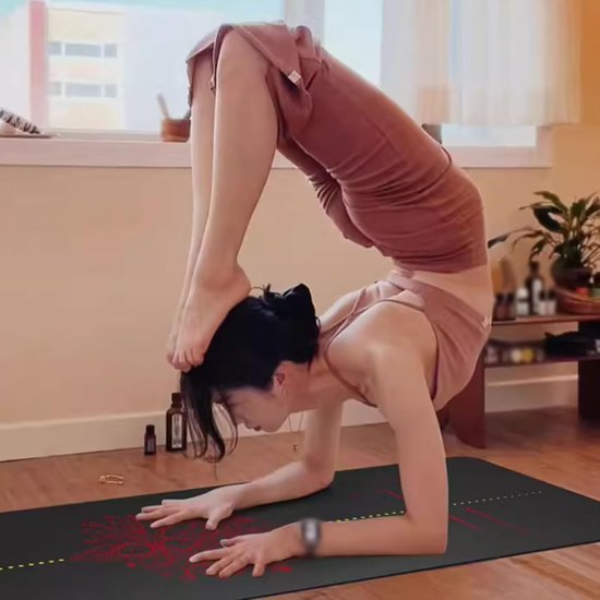 Yogamat - Trainingsmat Fitnessmat - Yoga Training - Rubberen PU Onderkant - 5 mm Dik - Svart van Yogamat — afbeelding 4