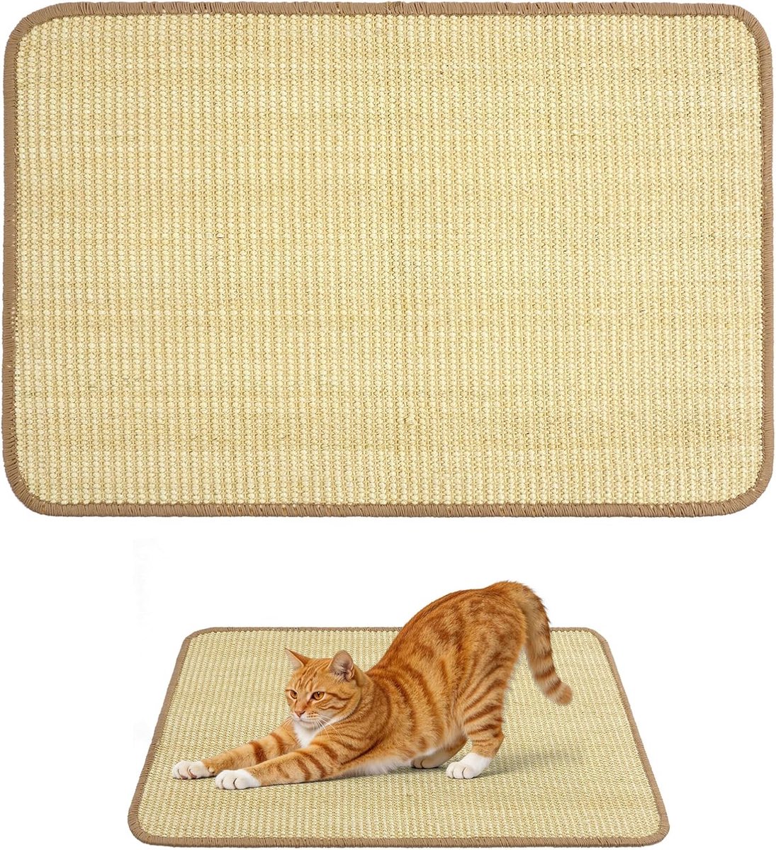 krabmat, 60 cm x 40 cm, natuurlijke sisal-krabmat, antislip krabmat, bankmeubelbeschermer, krabtapijt, beschermt tapijten en banken