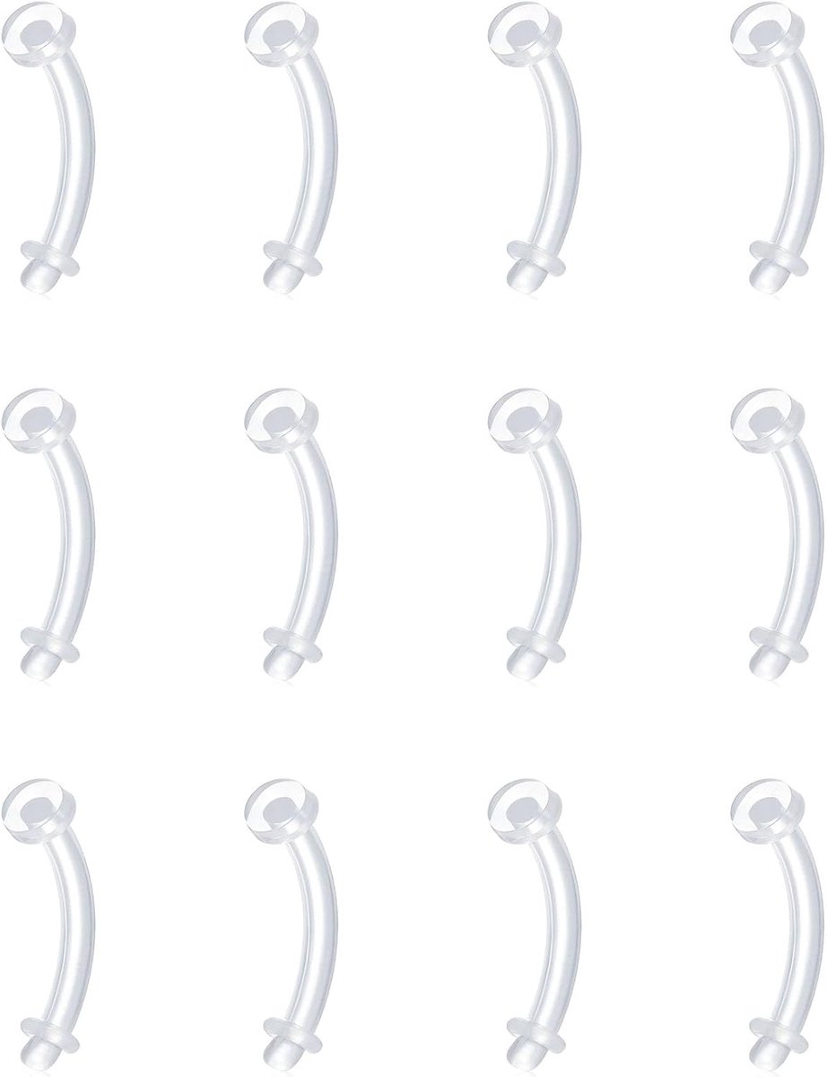 14g 16g Gebogen Barbell Piercing Sieraden 1.2mm 1.6mm 8/10mm Plastic Navelpiercing Retainers Onzichtbare Lip, Tragus, Cartiliage, Helix