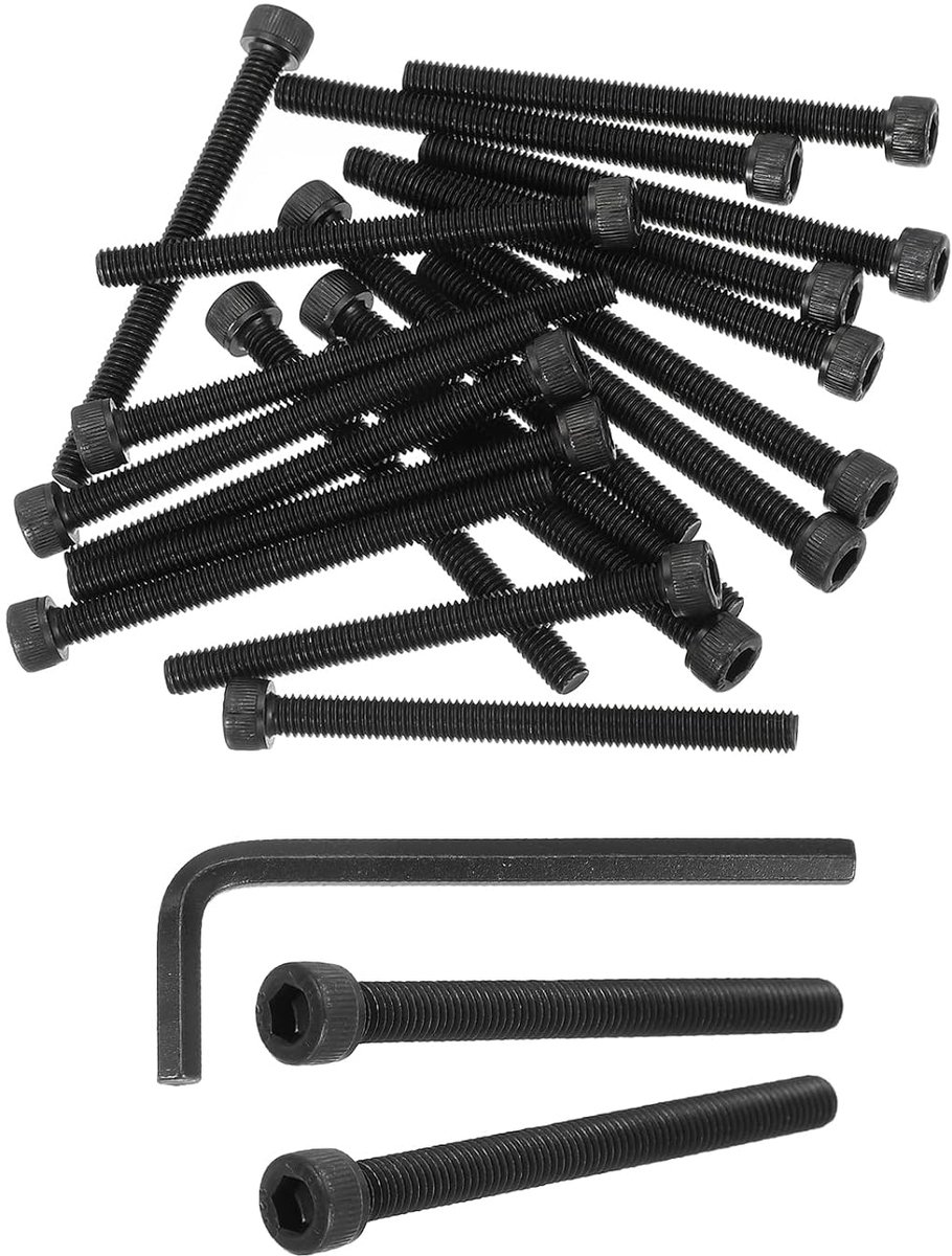 M6 x 70 mm zeskantschroeven met binnenzeskantkop, verpakking van 20 stuks, 12,9 graden koolstofstaal, zeskantschroef met inbussleutel, zwart
