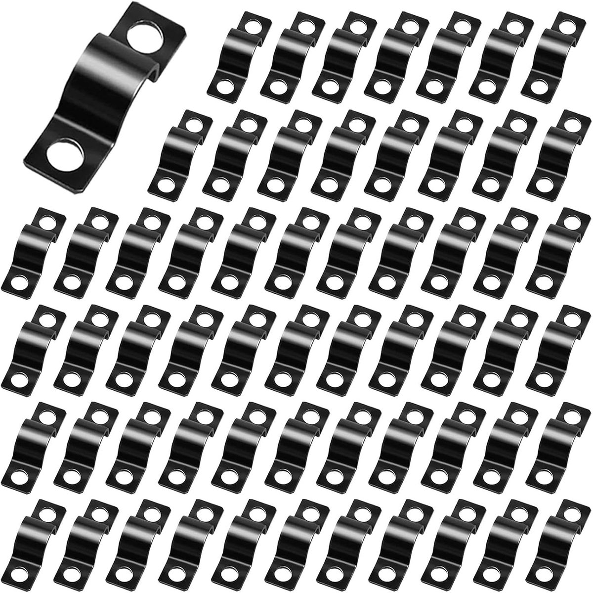 60 stuks slangklemmen, buisklemmen, 2 gaten, U-klemmen van metaal, robuuste slangklem voor kabelgeleiders, metalen draden, elektrische bedrading (6 mm)