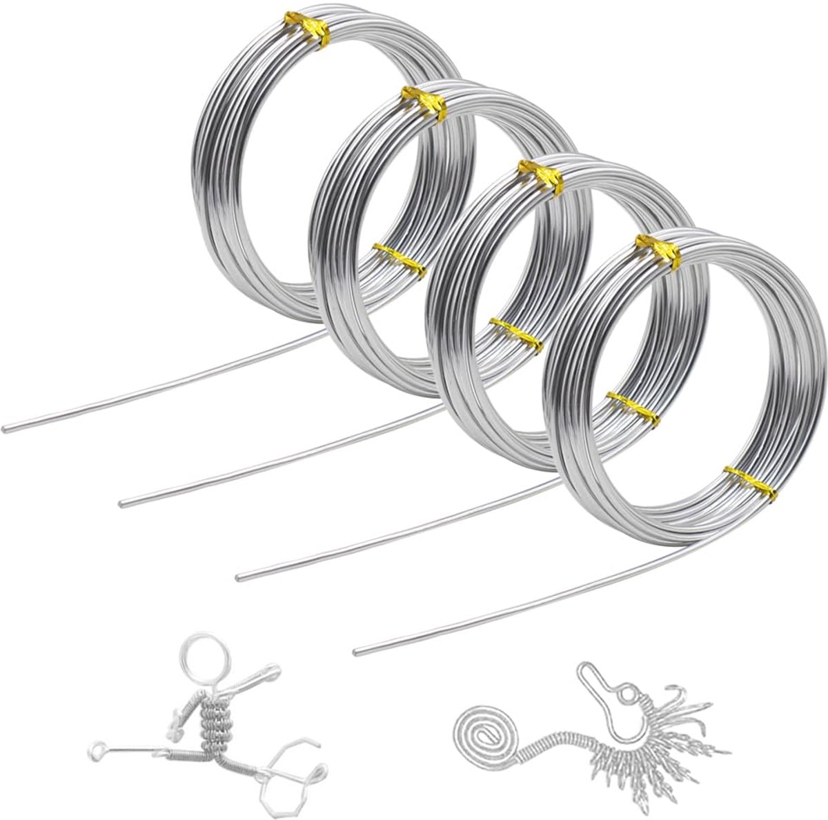 Draad, 3 mm, flexibele metaaldraad, aluminiumdraad voor sieraden, zilver, geschikt voor doe-het-zelf sieraden, doe-het-zelf en handwerk, sculptuur, bonsai (5 m/rol)