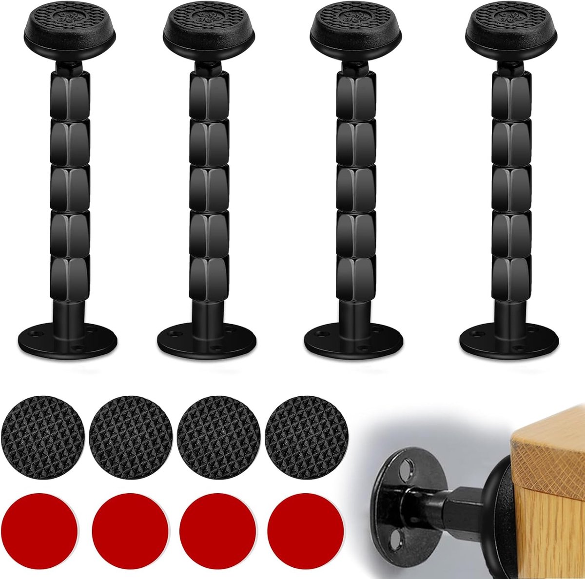4 stuks verstelbaar bedframe met schroefdraad anti-schudgereedschap, bedframe hoofdeinde stopper, anti-shake fixer om losraken te voorkomen, voor bedkasten, banken (58-122 mm)